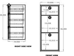 Van Wife Components 15" Three Drawer Base Cabinet – Shallow Powder Coated Aluminum