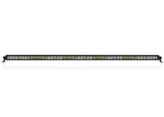 Close-up image of the ROAMBUILT 50" Pathfinder single-row flood/spot LED light bar, showing the durable aluminum housing and lens details.