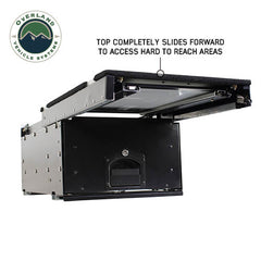Cargo Box With Slide Out Drawer & Working Station Size - Black Powder Coat Universal Top Shelf