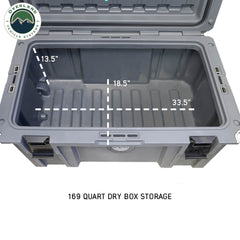 D.B.S. - Dark Grey 169 QT Dry Box with Wheels, Drain, and Bottle Opener dimensions