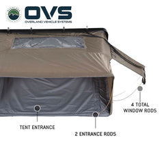 HD Bushveld 4 Person Cantilever Hard Shell Roof Top Tent Grey Body & Tan Rainfly Front