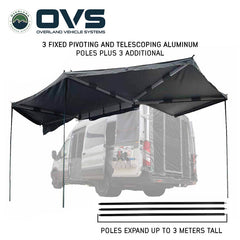 HD Nomadic 270 Degree Driver Side Awning with Bracket Kit for Mid - High Roofline Vans Bottom