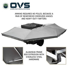 HD Nomadic 270 Degree Awning - Passenger Side - Dark Gray Awning With Black Cover Top