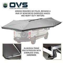 OVS HD Nomadic 270 Passenger Side Awning with Bracket Kit – Extended Poles for Mid & High Roof Vans