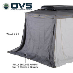 HD Nomadic 270 LTE Awning Walls - Dark Grey with Green Trim Closed Passenger Wall 2