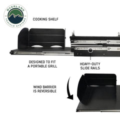 Mid Size Cargo Box Kitchen With Slide Out Sink, Cooking Shelf and Work Station Wind Barrier