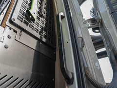 Black etched logo option of the Sprinter Van Rear Door Grab Handle installed
