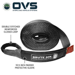OVS Brute Recovery Tow Strap – Reinforced Loops with Padded Sleeve & Drawstring Storage Bag