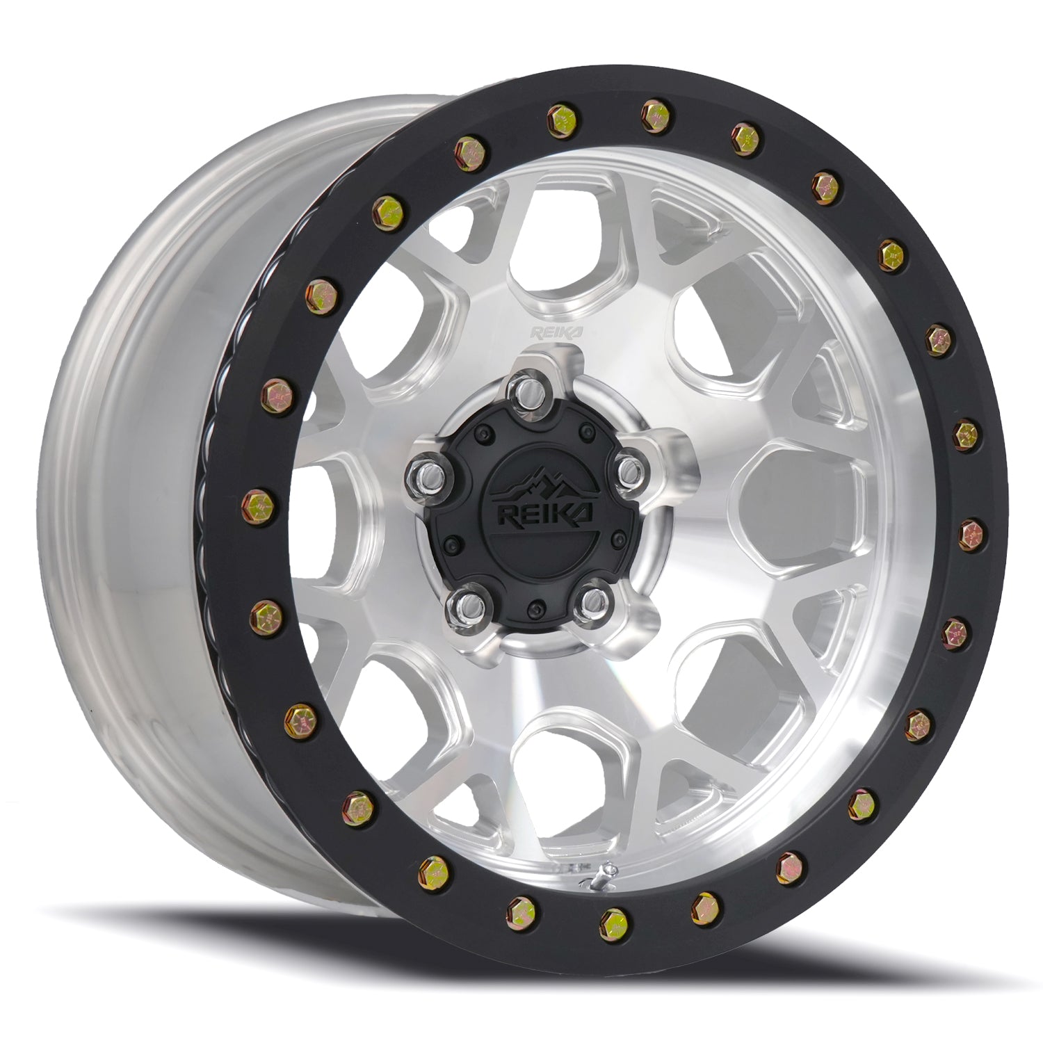 Reika R45 Marauder Beadlock wheel in Machined / Black E-Coated Ring