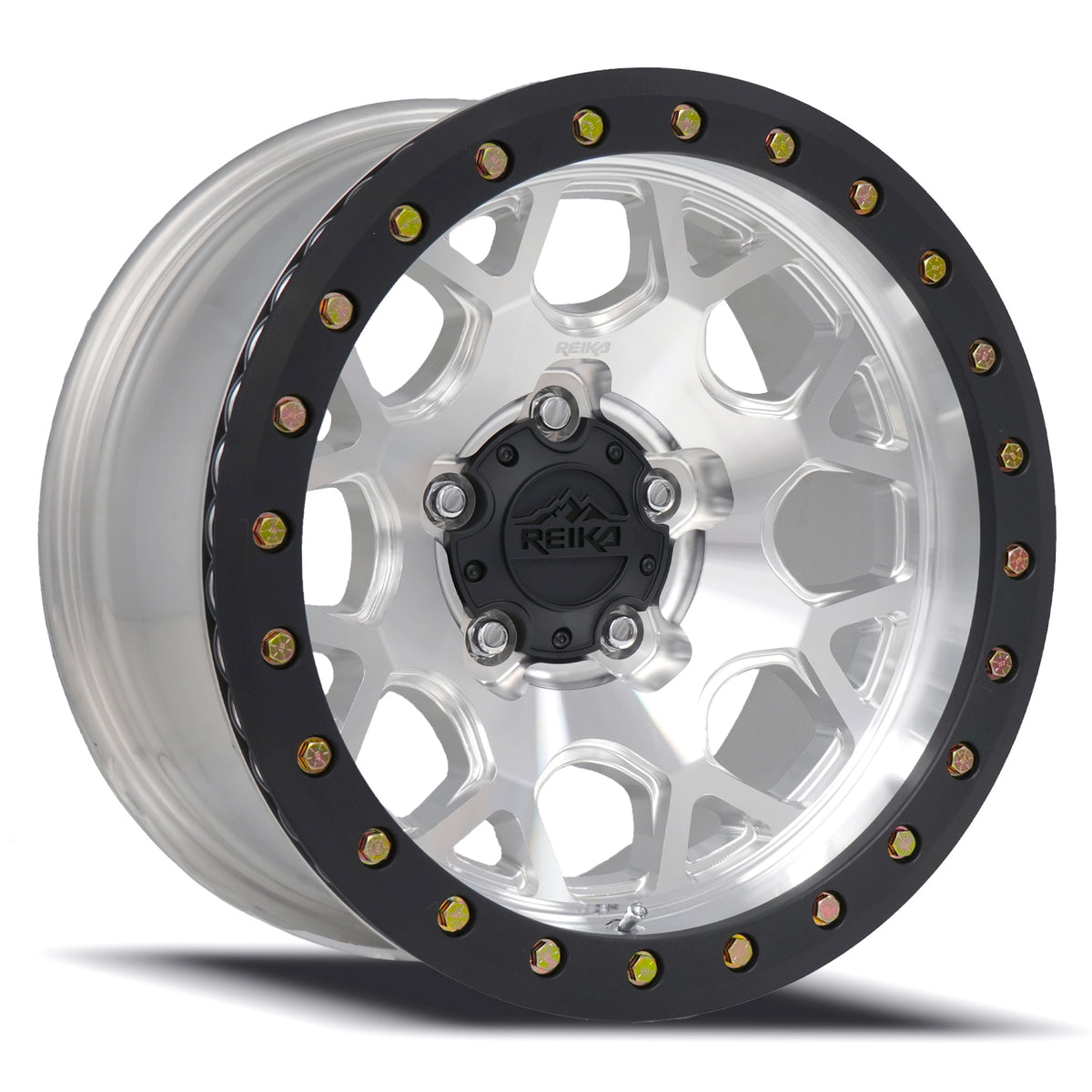 Reika R45 Marauder Beadlock wheel in Machined / Black E-Coated Ring