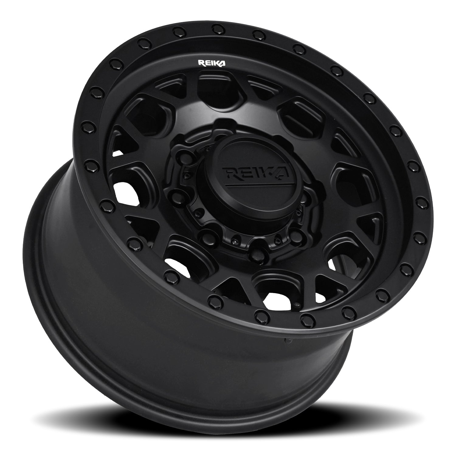 Reika R45 Marauder wheel in Satin Black – lay-down view