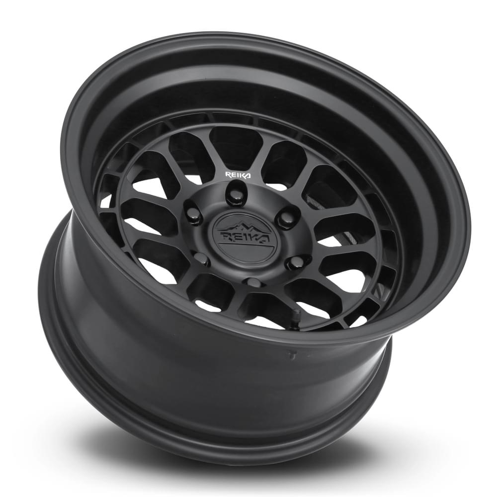 Reika R35 Rambler wheel in Satin Black – lay-down view
