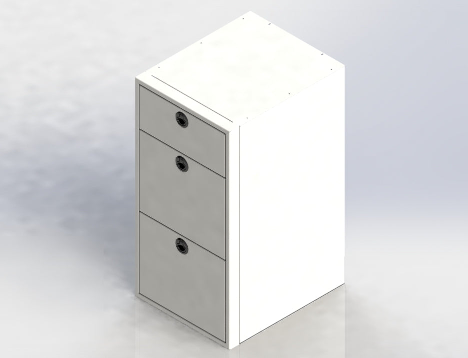 Van Wife Components 18" Three Drawer Base Cabinet – Powder Coated Aluminum Van Cabinet
