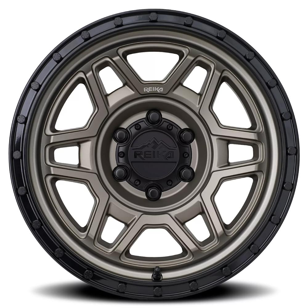 Reika R40 Trooper wheel in Satin Bronze / Satin Black Ring – face view