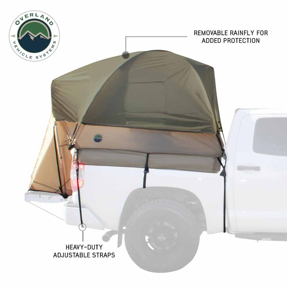 LD TACT Truck Bed Tents - Tan Body & Green Rainfly side