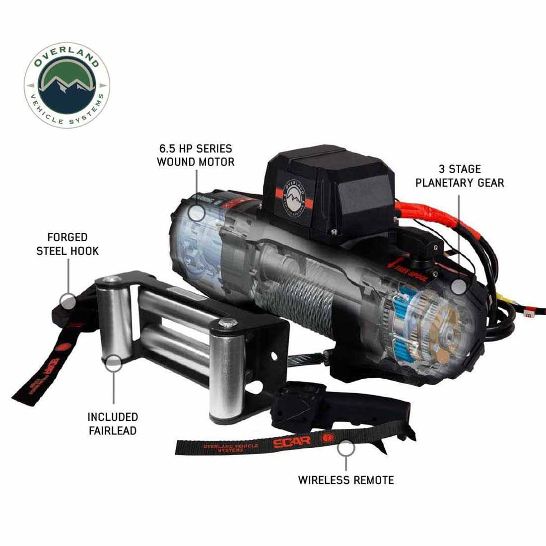 SCAR 10 - 10,000 lbs. Rated Steel Cable Winch