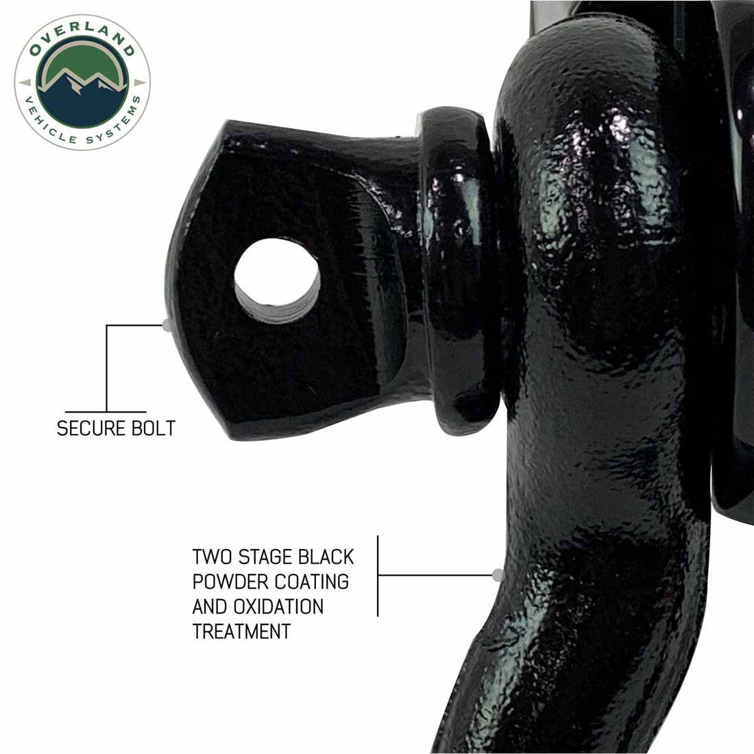 Receiver Mount Recovery Shackle 3/4" 4.75 Ton With Dual Hole Black Universal close up