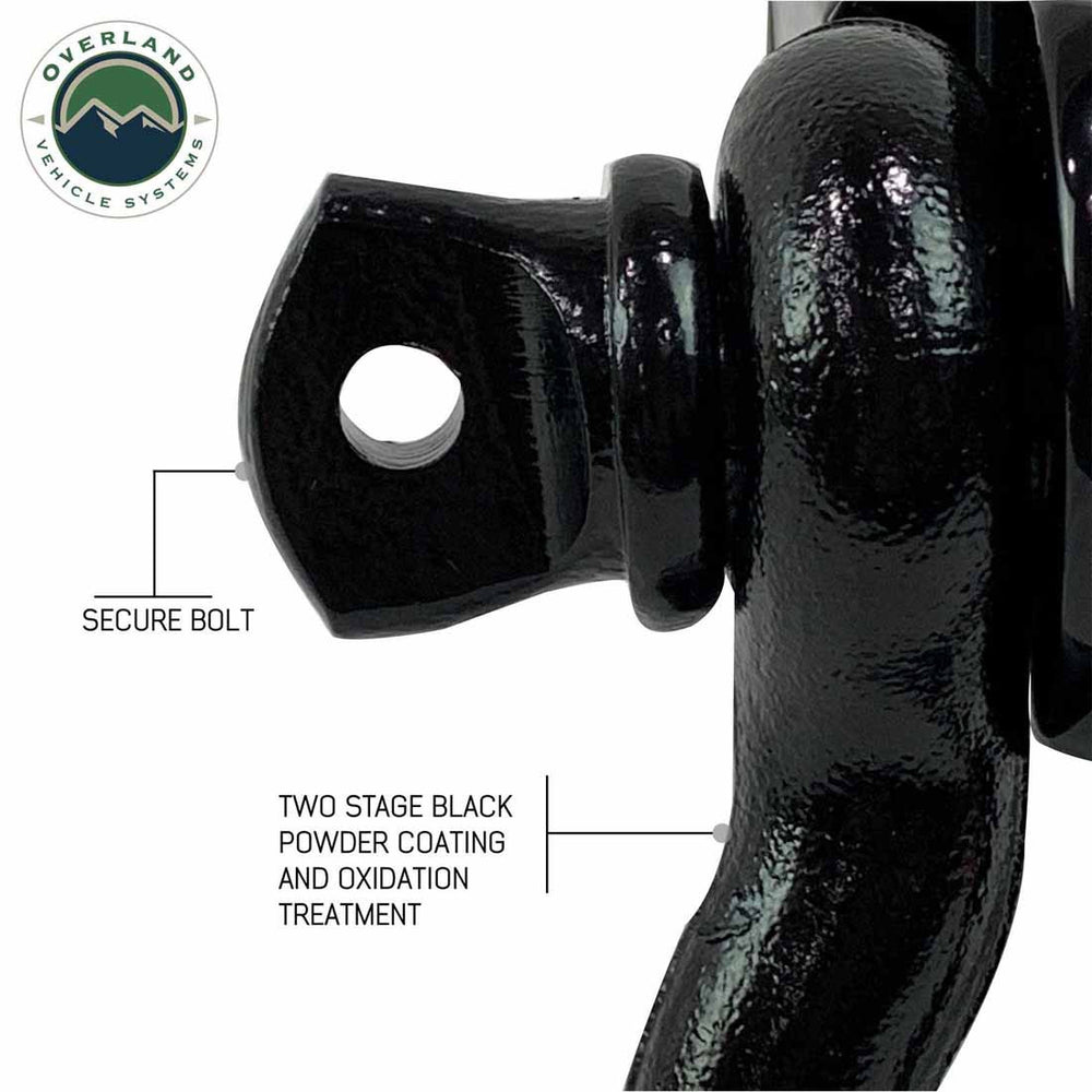 Receiver Mount Recovery Shackle 3/4" 4.75 Ton With Dual Hole Black Universal close up