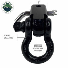 Receiver Mount Recovery Shackle 3/4" 4.75 Ton With Dual Hole Black Universal Front