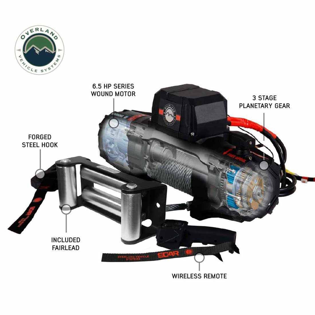 SCAR 12 - 12,000 lbs. Rated Steel Cable Winch