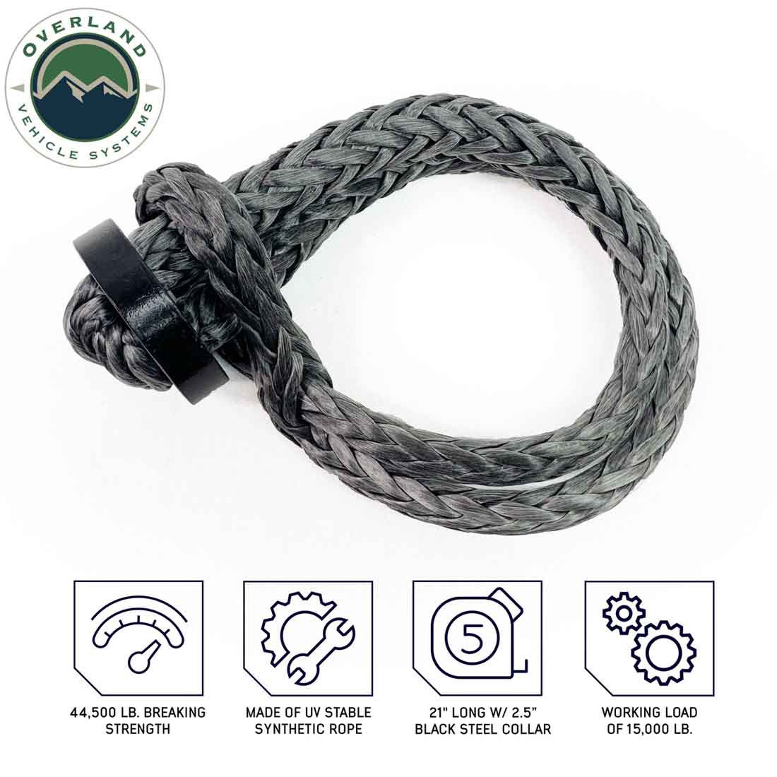 Soft Shackle 5/8" 44,500 lb. With Collar - 22" With Storage Bag features