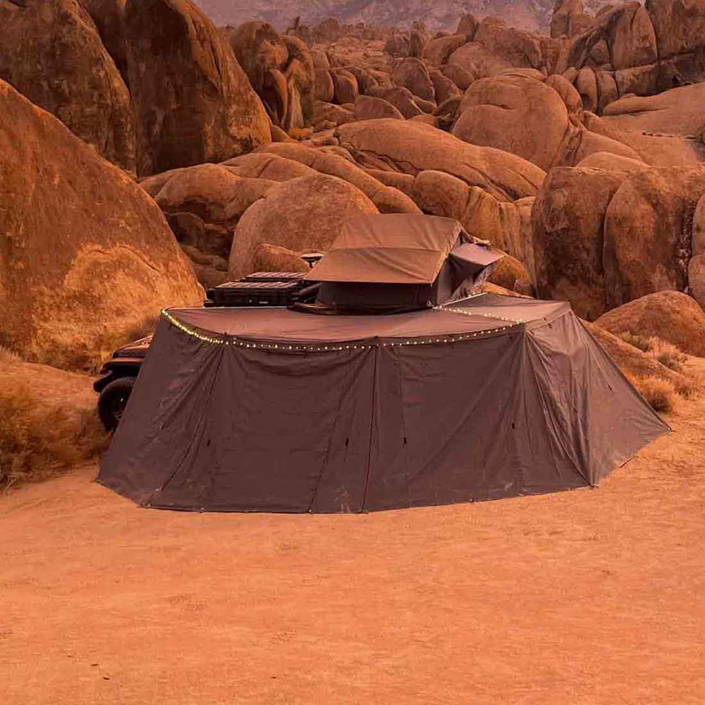 3 Piece Wall Kit - HD Nomadic 270 Degree Awning - Driver Side In Use