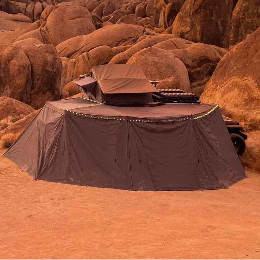 3 Piece Wall Kit for HD Nomadic 270 Degree Awning - Passenger Side In Use