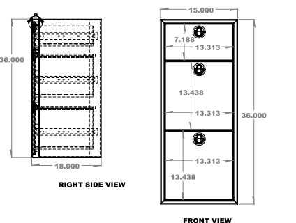 Van Wife Components 15" Three Drawer Base Cabinet – Shallow Powder Coated Aluminum