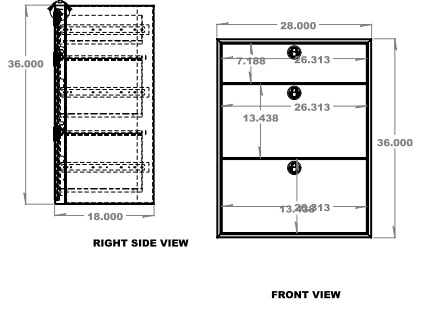 Van Wife Components 28" Three Drawer Base Cabinet – Shallow Powder Coated Aluminum