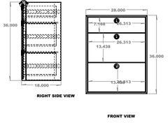 Van Wife Components 28" Three Drawer Base Cabinet – Shallow Powder Coated Aluminum