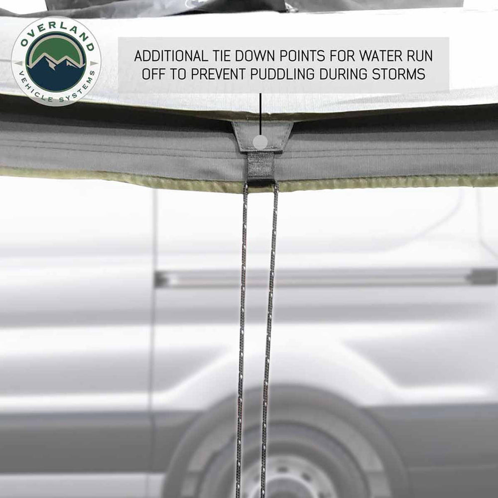 Overland Vehicle Systems 180 Awning with Bracket Kit for Mid - High Roofline Vans tie down