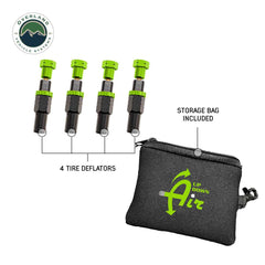 4 Piece Adjustable Tire Deflator Kit & Storage Bag - (PSI 10-30 lbs.) 4 Piece with Bag