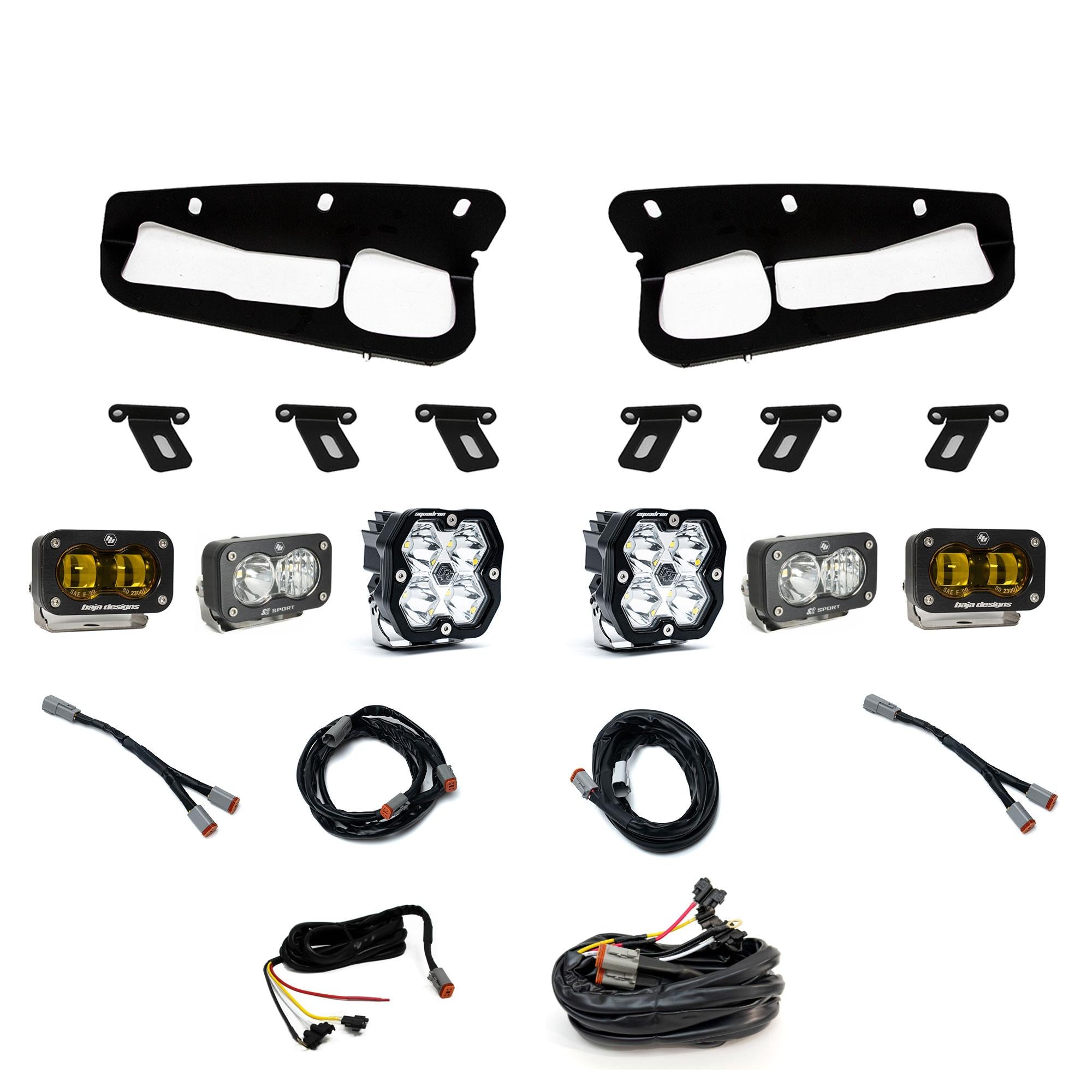 Squadron 2.0 Sport/S2 Sport/S2 Sae Sportman Fog Pocket Light Kit Ford 2021-27 Bronco 2022-24 Bronco Raptor w/ Steel Bumper Baja Amber