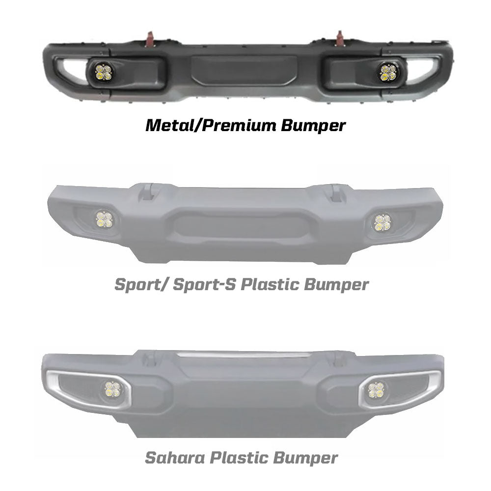 Jeep JL Fog Light Squadron-R 18-Pres Wrangler JL Rubicon Fog Pocket Kit Baja Designs