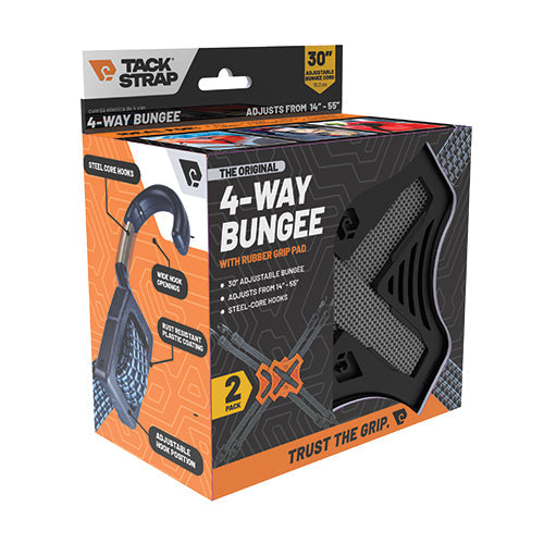 Tack Strap 4-Way Bungee with Rubber Grip – Adjustable Multi-Direction Tie-Down System