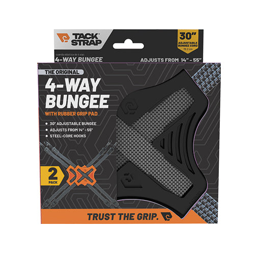 Tack Strap 4-Way Bungee with Rubber Grip – Adjustable Multi-Direction Tie-Down System