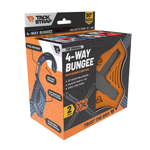 Tack Strap 4-Way Bungee with Rubber Grip – Adjustable Multi-Direction Tie-Down System