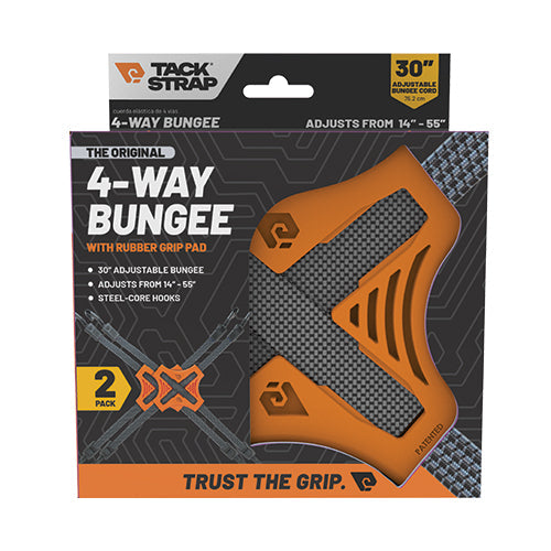 Tack Strap 4-Way Bungee with Rubber Grip – Adjustable Multi-Direction Tie-Down System