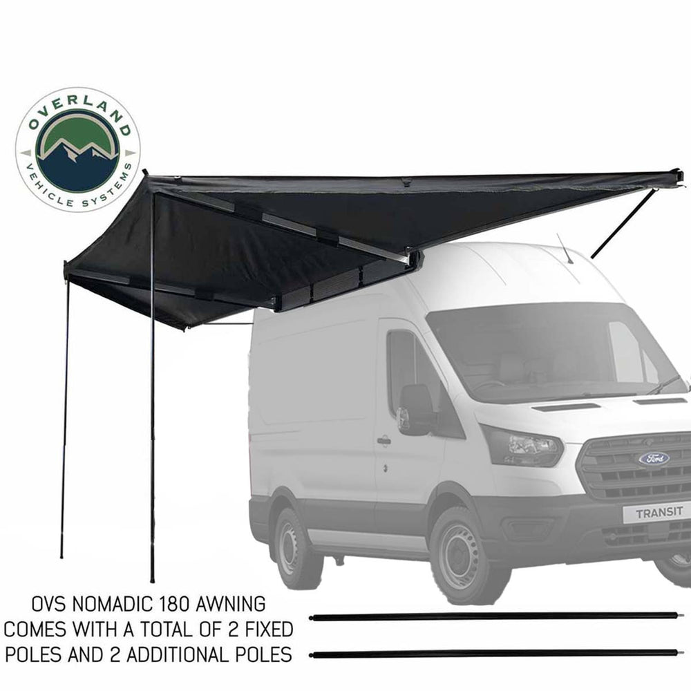 Overland Vehicle Systems 180 Awning with Bracket Kit for Mid - High Roofline Vans bottom