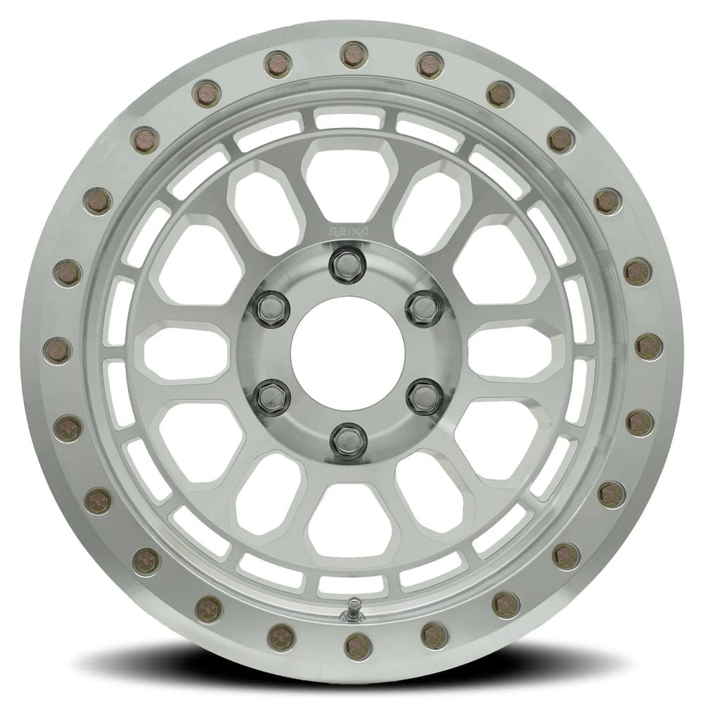 Reika R35 Rambler Beadlock wheel in Machined – face view
