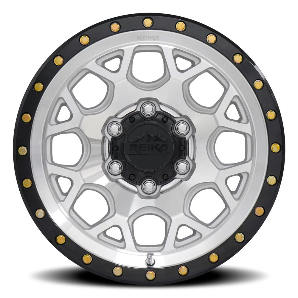 Reika R45 Marauder wheel in Machined / Gloss Black Ring – face view