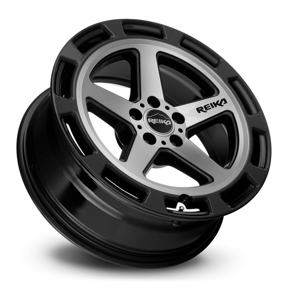 Reika R20 Teton wheel in Gloss Black Machine Face – lay-down view