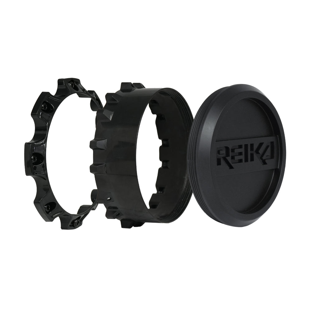 Reika R45 Marauder wheel in Satin Black – center cap detail