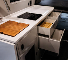 Van Wife Components 18" Three Drawer Base Cabinet – Powder Coated Aluminum Van Cabinet