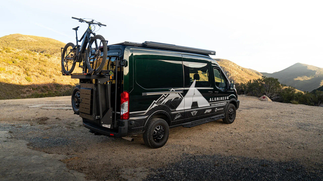 Aluminess PowerLift Bike Rack – Ford Transit 2015+ (Motorized Lift System)