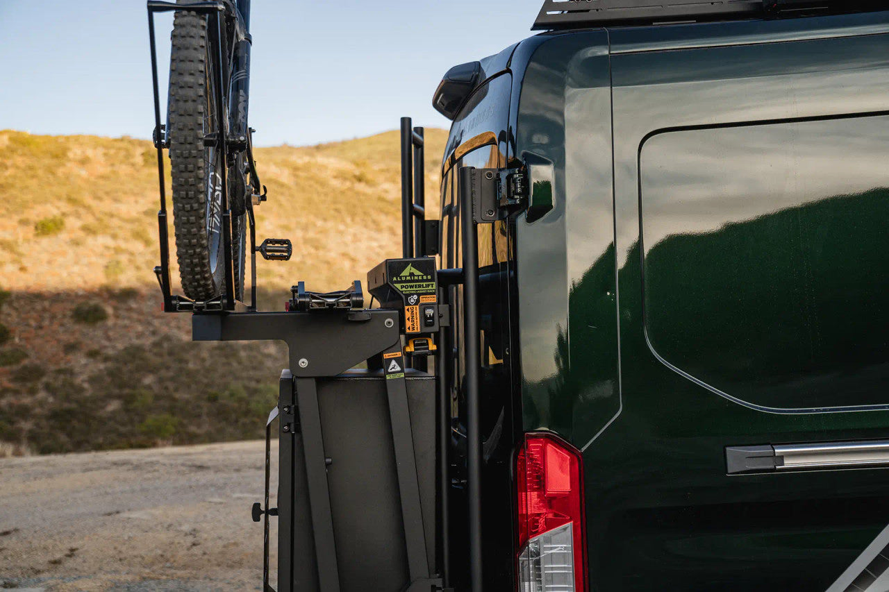 Aluminess PowerLift Bike Rack – Ford Transit 2015+ (Motorized Lift System)