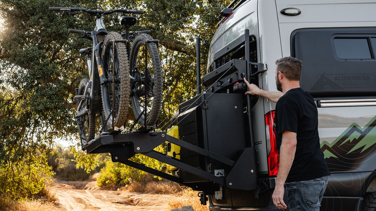Aluminess PowerLift Bike Rack – Mercedes Sprinter 2019+ (Motorized Lift System)