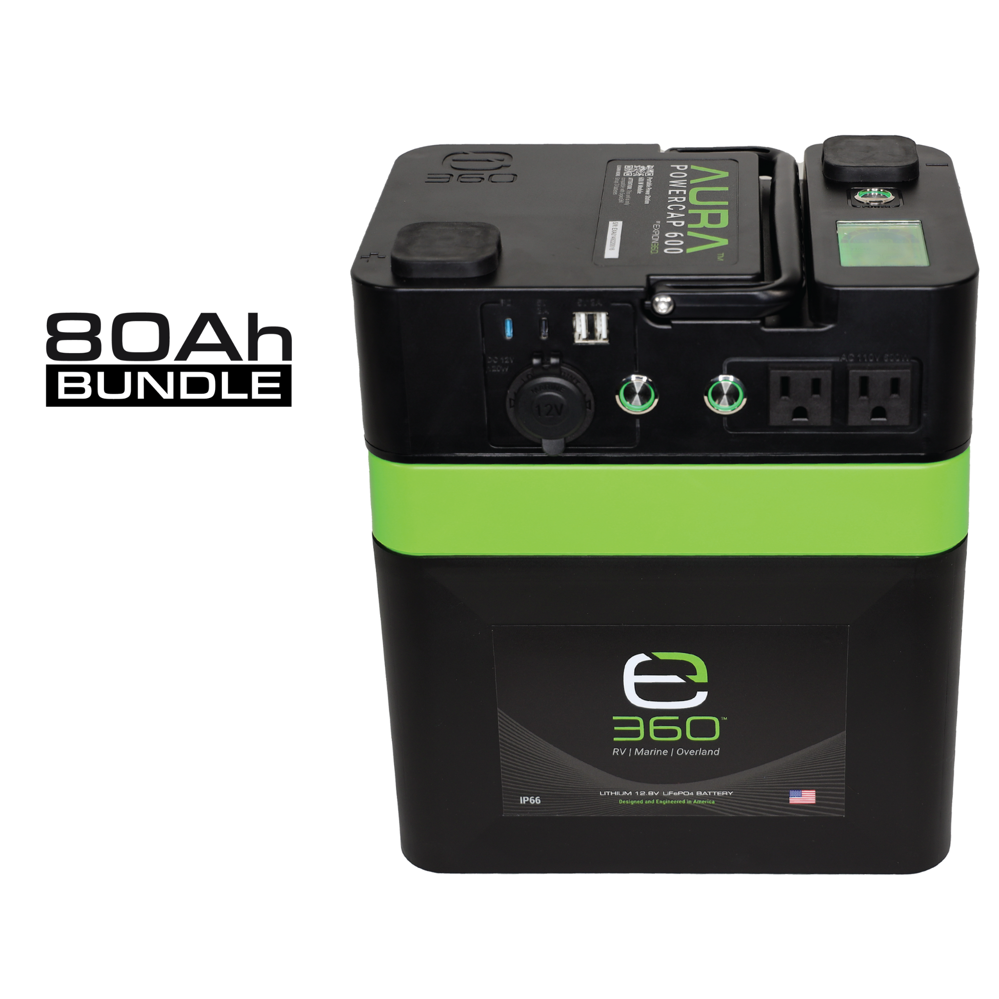 Expion360 80Ah AURA Powercap 600W Inverter Power System – LiFePO4 Portable Power Bundle