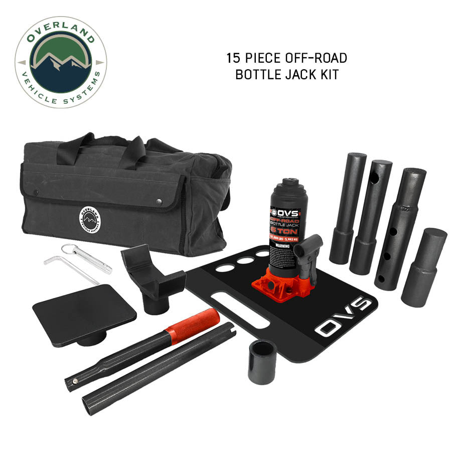 Off-Road Bottle Jack - 6 Ton - 15 Piece Kit with Organized Storage Bag 15 piece kit