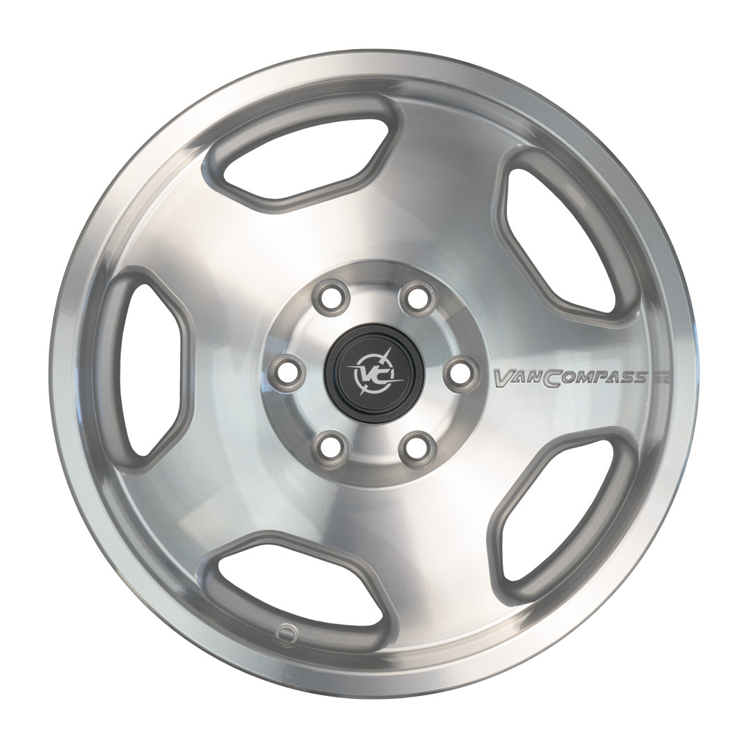 Van Compass CHUNK 17x8 Wheel – Polished Machined | 4200 lb Load Rated Alloy Wheel for Sprinter (2007–Up)